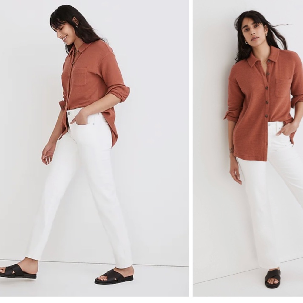 Madewell Mid-Rise Perfect Vintage Straight Mom Jeans in Tile White 29